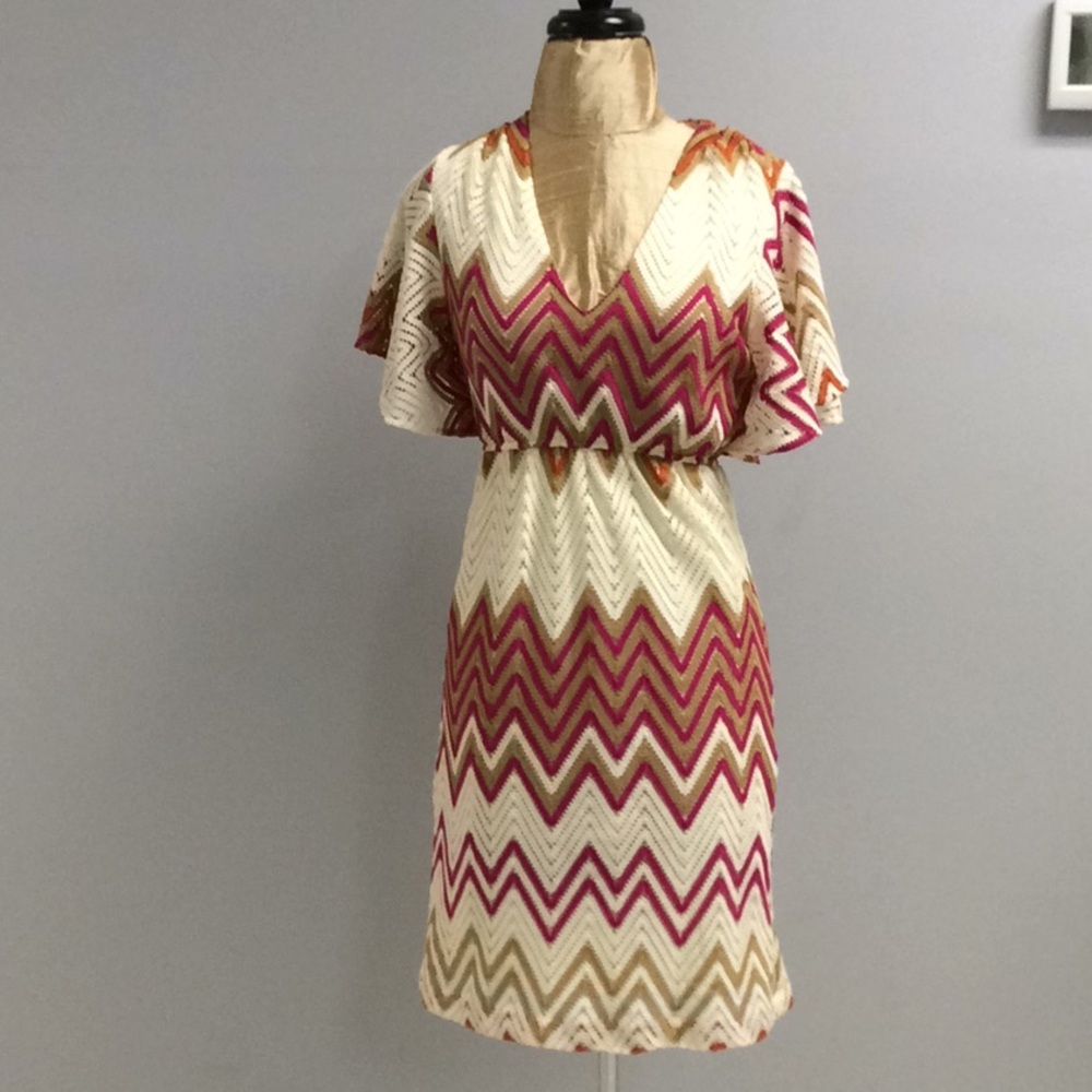 Judith March Crochet v-neck chevron dress